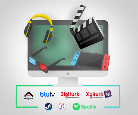 Dijital film, dizi, oyun ve müzik platformlarında harcadığınız kadar bonus!