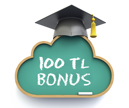  20.000 TL ve üzeri eğitim  harcamanıza 100 TL bonus!