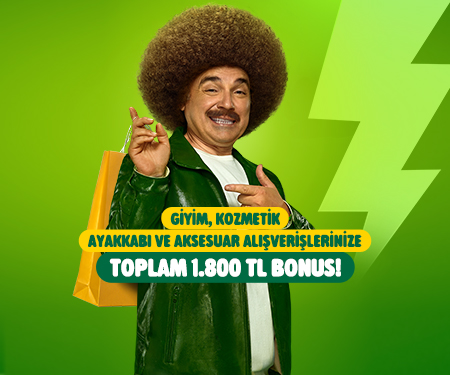 Giyim, kozmetik, ayakkabı ve aksesuar alışverişlerinize toplam 1.800 TL bonus!