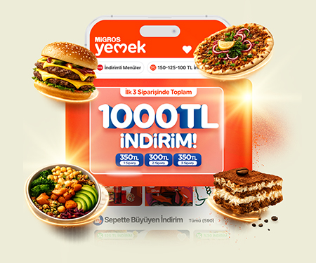 Migros Yemek'te ilk siparişinize özel 1.000 TL'ye varan indirim!
